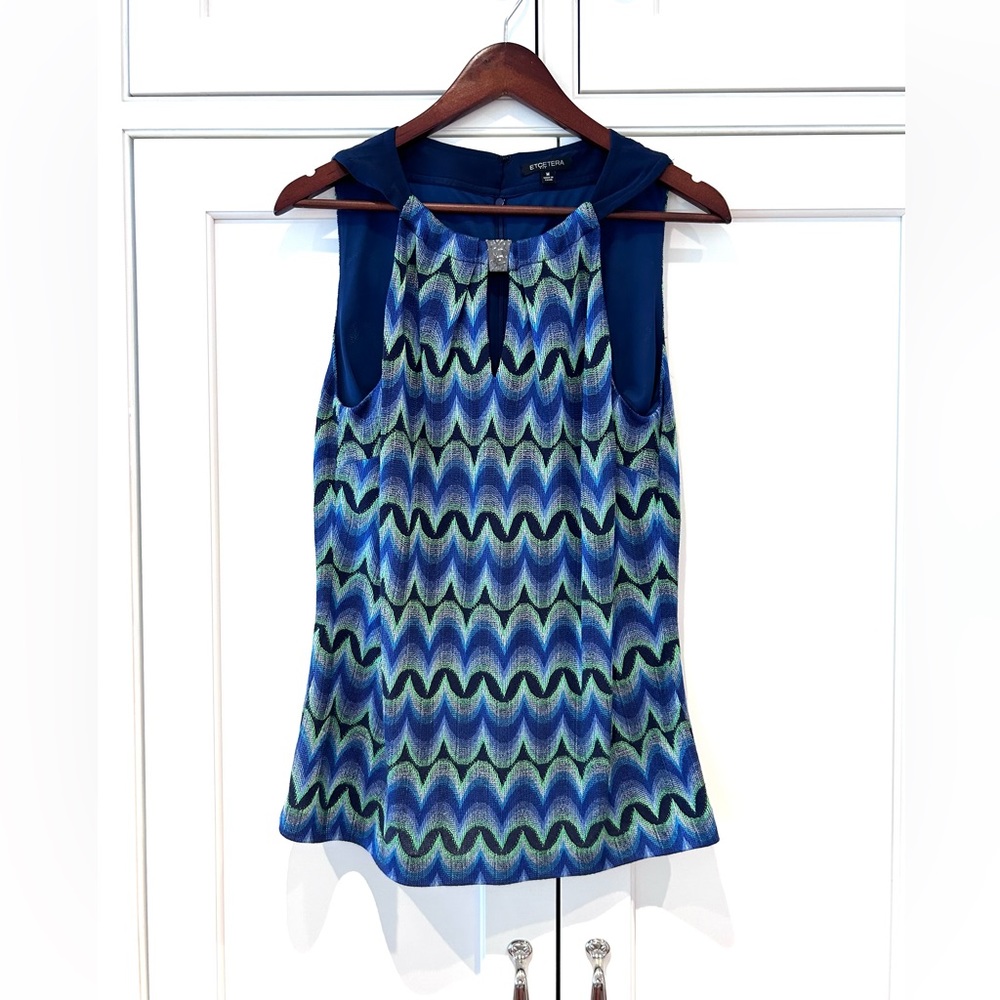 Etcetera Blue & Green Wave Tank Top